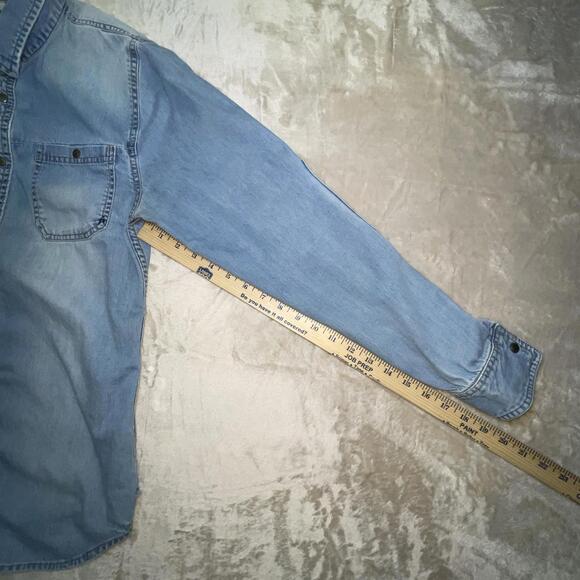 VTG Altamont Binders Shirt Mens LARGE Blue Button Snap Long Sleeve Pockets 90s - Picture 6 of 12